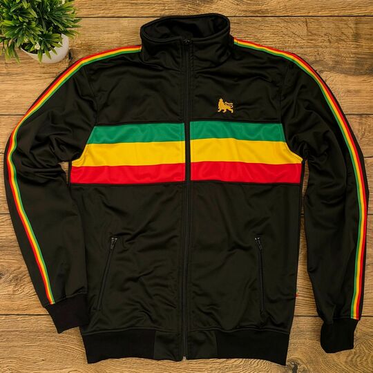 Športová čierna mikina s panelom v farbách Reggae