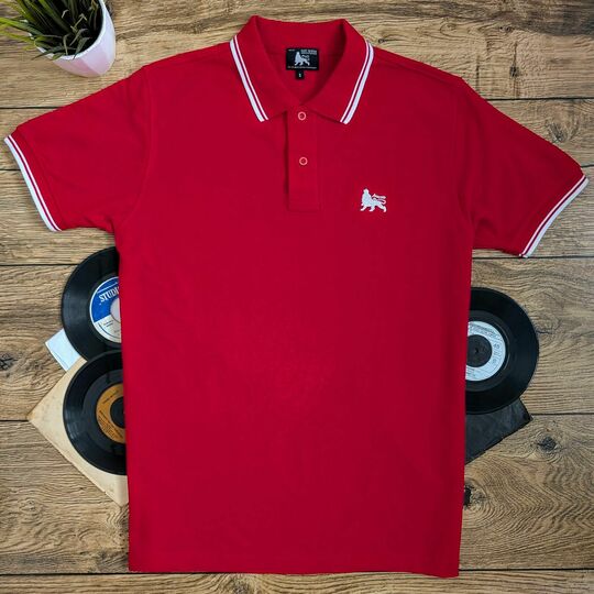 Tričko Polo Lion of Judah - Červeno/biele