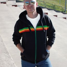 Mikina Reggae jam | čierna & Rasta